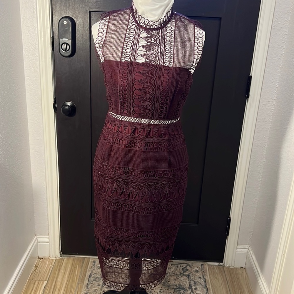 Bardot Burgundy Cocktail Dress